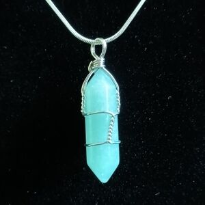 Unisex Green Aventurine Crystal Silver Pendant Necklace Love Luck Wealth Healing